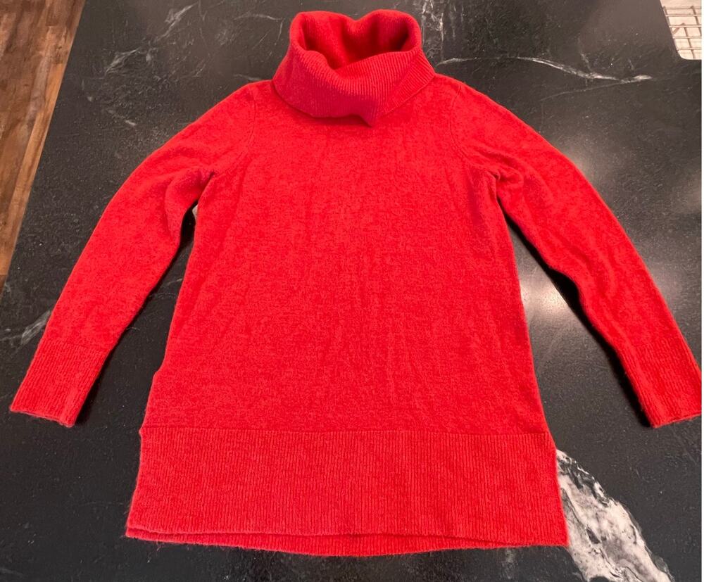LOFT Rust orange cowl neck knit stretchy sweater LG